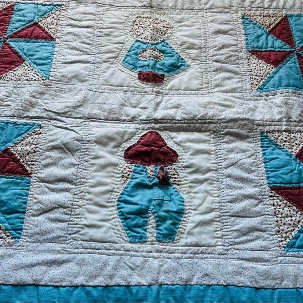 38”x55” Homemade Hand Stitched Cotton Kids Quilt.